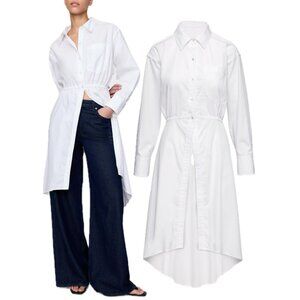 GAP x HFR Kaphill Organic Cotton Poplin Long-Sleeve Tunic Shirt Dress (White)